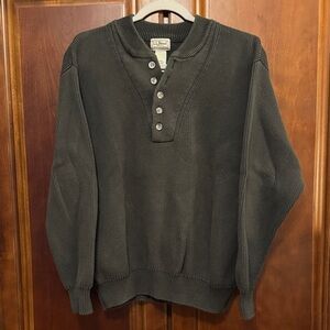 L.L. Bean Vintage Sweater 1/4 Button Up Heavyweight Green size Large